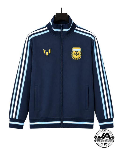 2026 Argentina MESSI Tribute Full Zipper Navy Blue Windbreaker