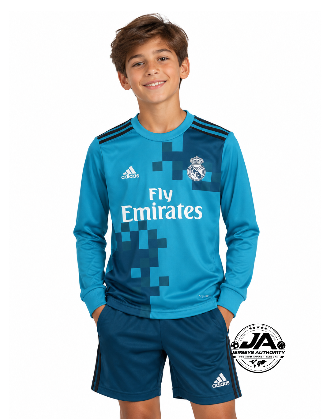 Retro Kids 17/18 Real Madrid Third Long Sleeve Jersey