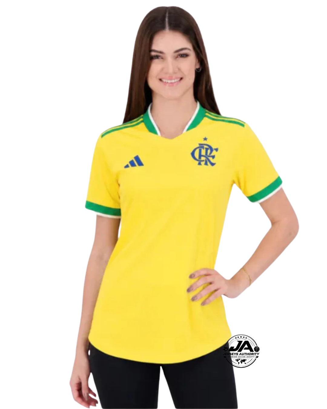 Camiseta de la afición del Flamengo de Brasil Adidas 2026 para mujer, color amarillo y verde