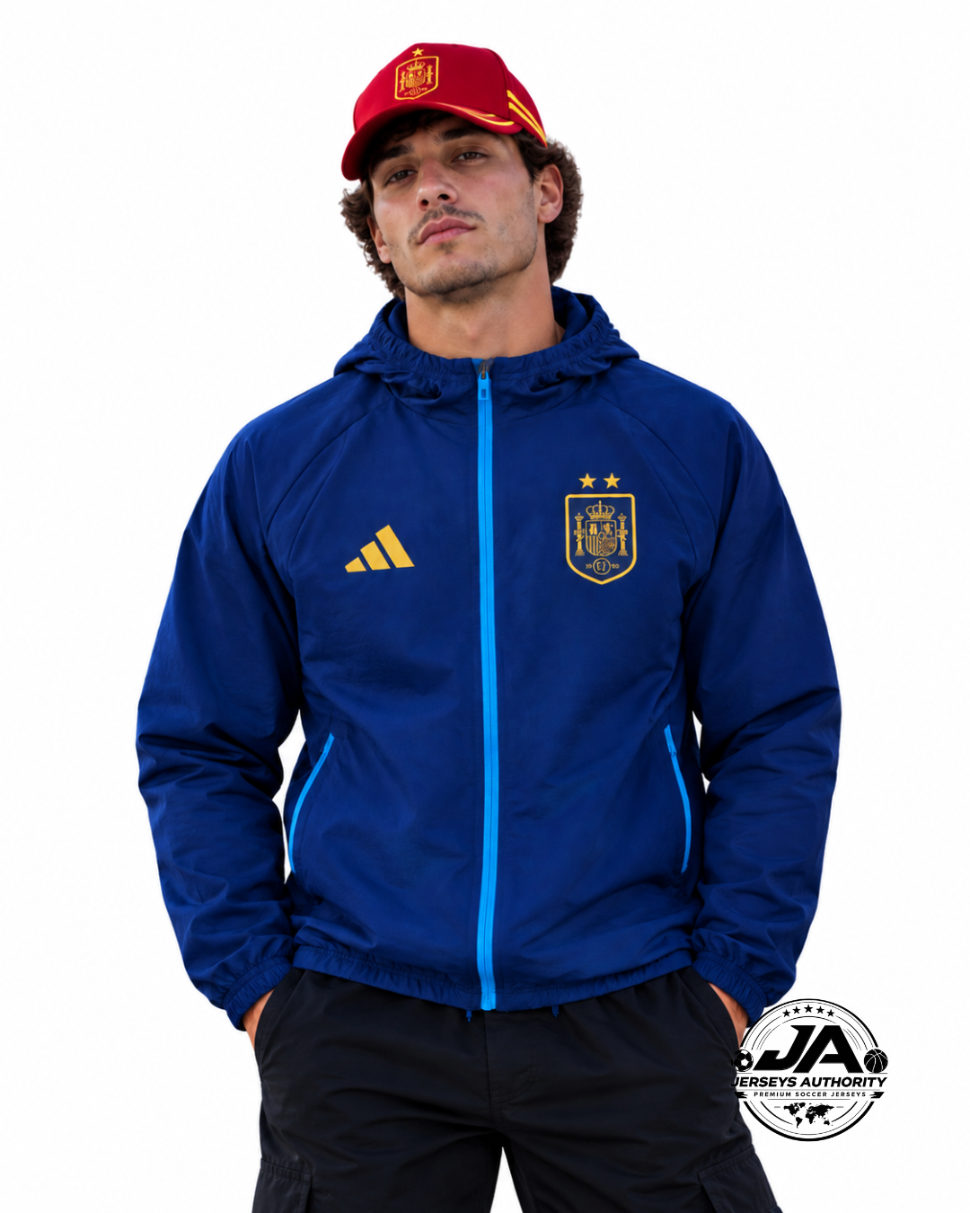 2026/27 Spain Royal Blue Hooded Windbreaker Jacket