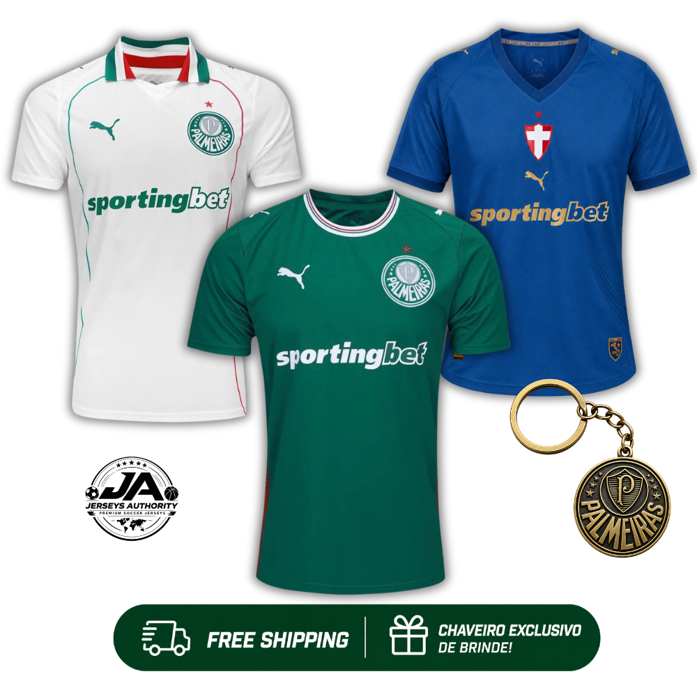 Combo de 3 Camisetas Palmeiras 2025/26 (Titular, Visitante y Tercera) - Versión Fan
