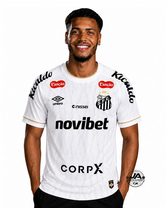 Santos 2026/27 Home Umbro Player Jersey with Full Sponsors - Slim Fit