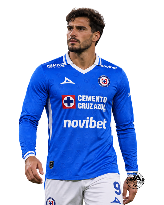 26/27 Cruz Azul Home Long Sleeve Player Jersey - Slim Fit