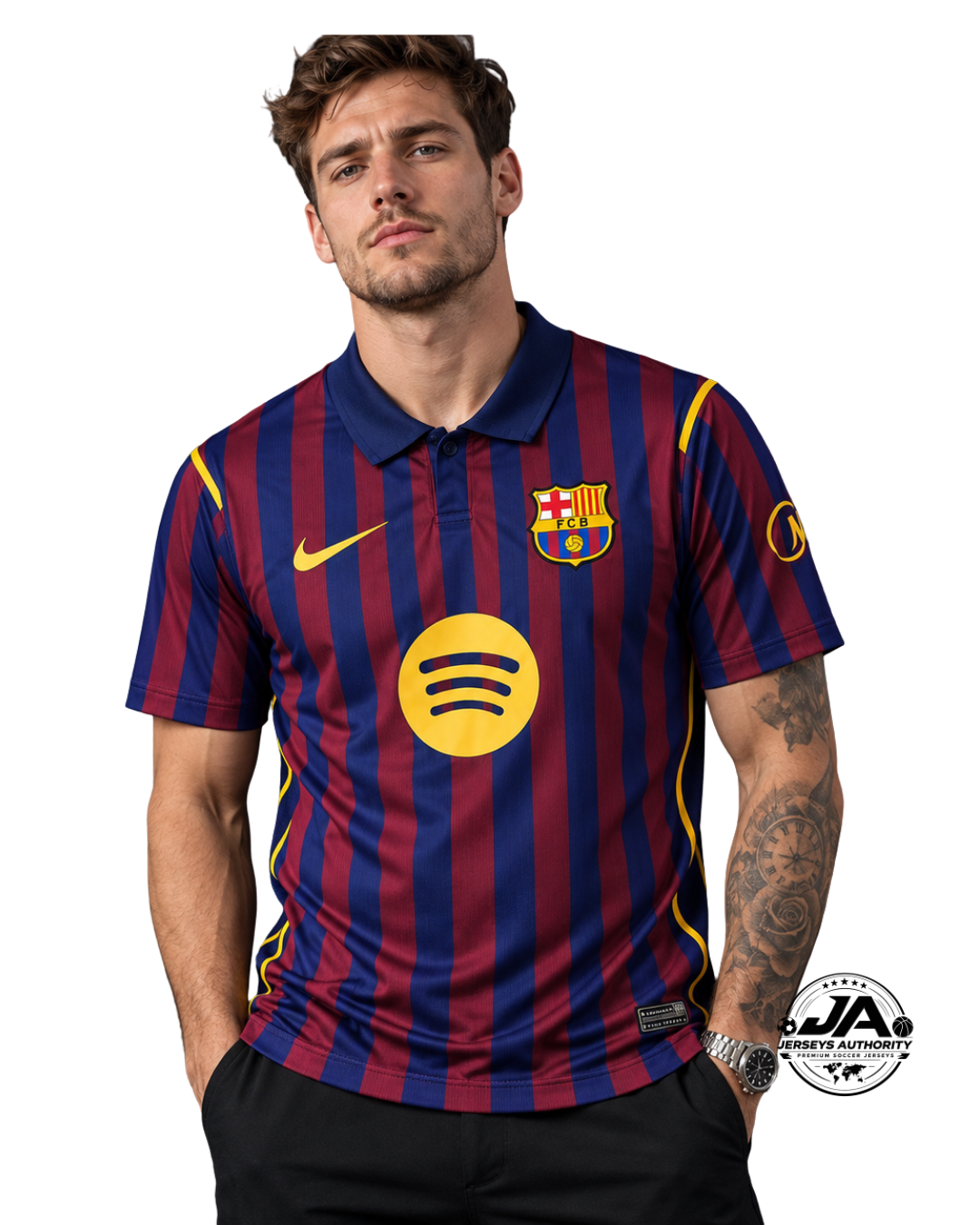 27/28 Barcelona Home Blue Burgundy Stripes Jersey