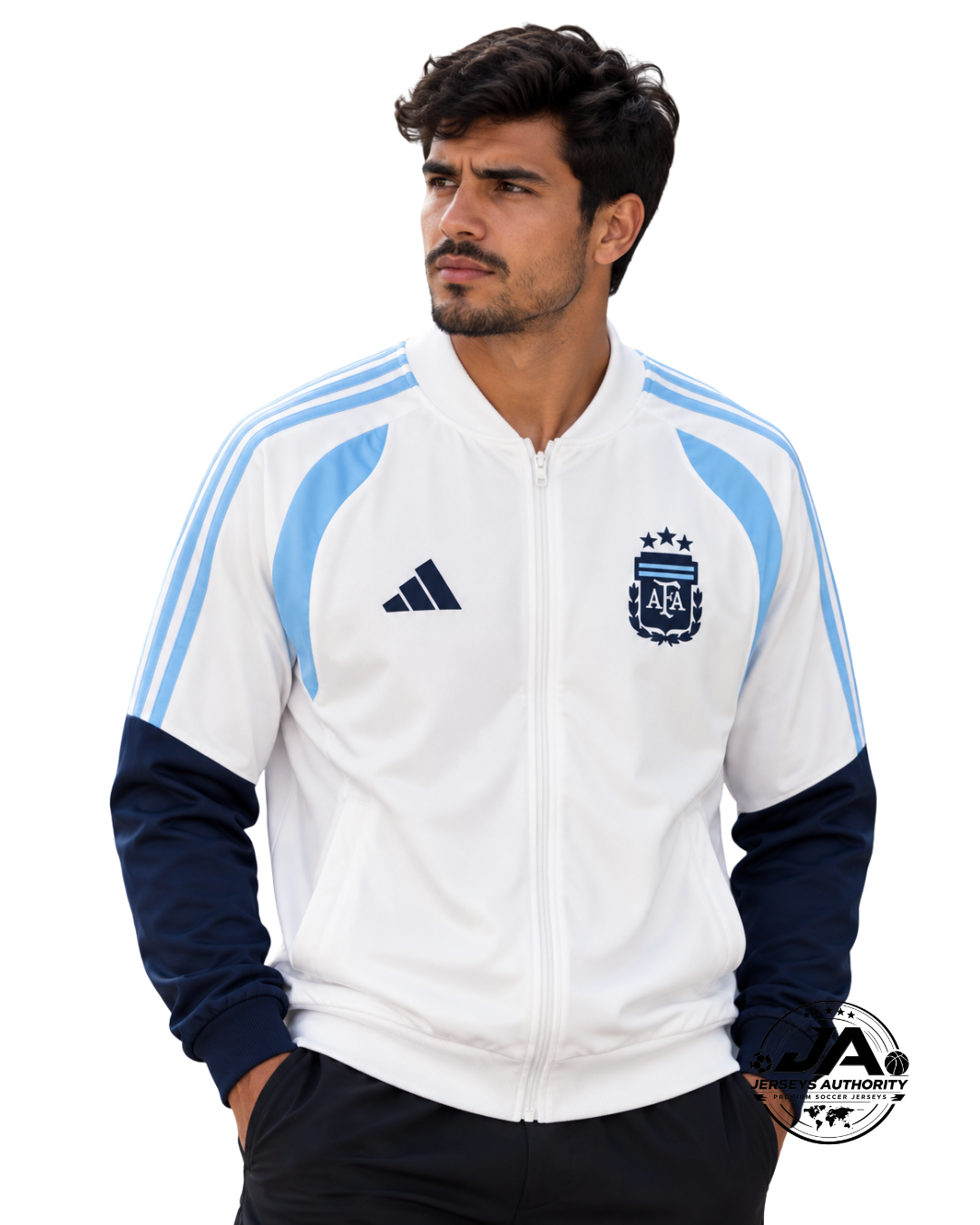 2026 Argentina White Full Zipper Windbreaker