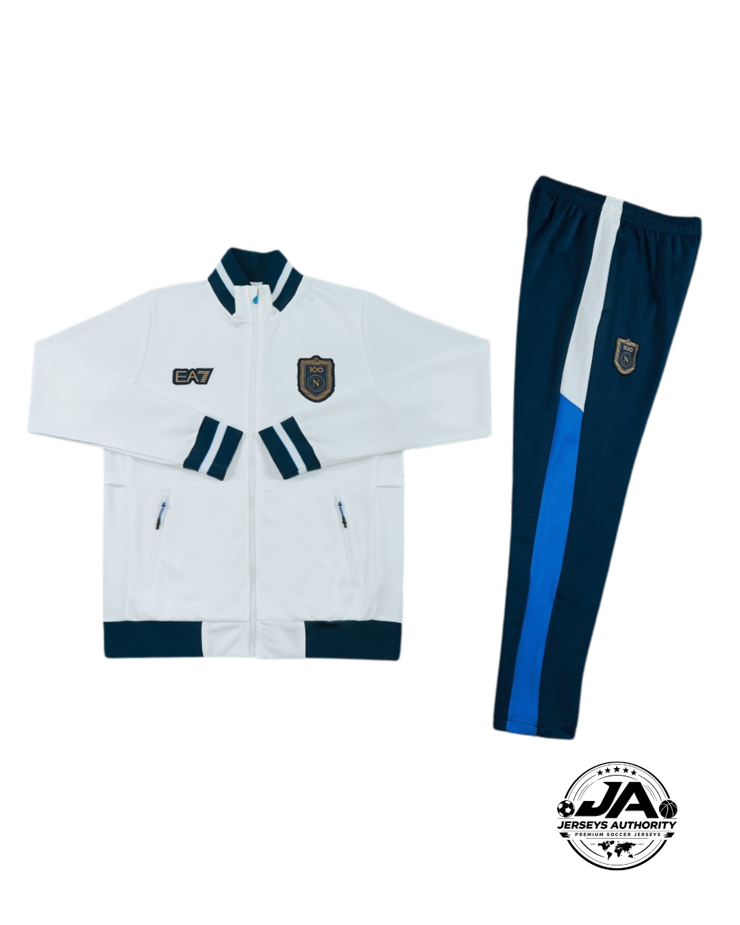 26/27 SSC Napoli White Full Zipper Jacket Tracksuit + Long Pants