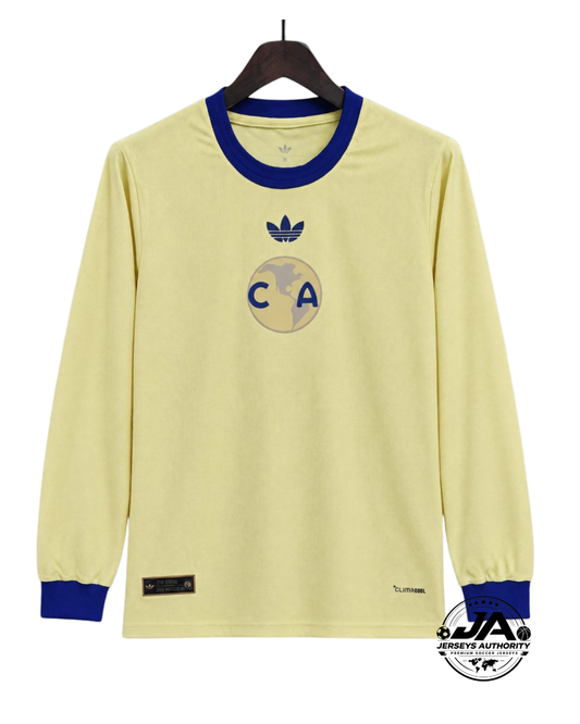 26/27 Club America Third Light Yellow 110Th Anniversary Long Sleeve Jersey - Fan Version