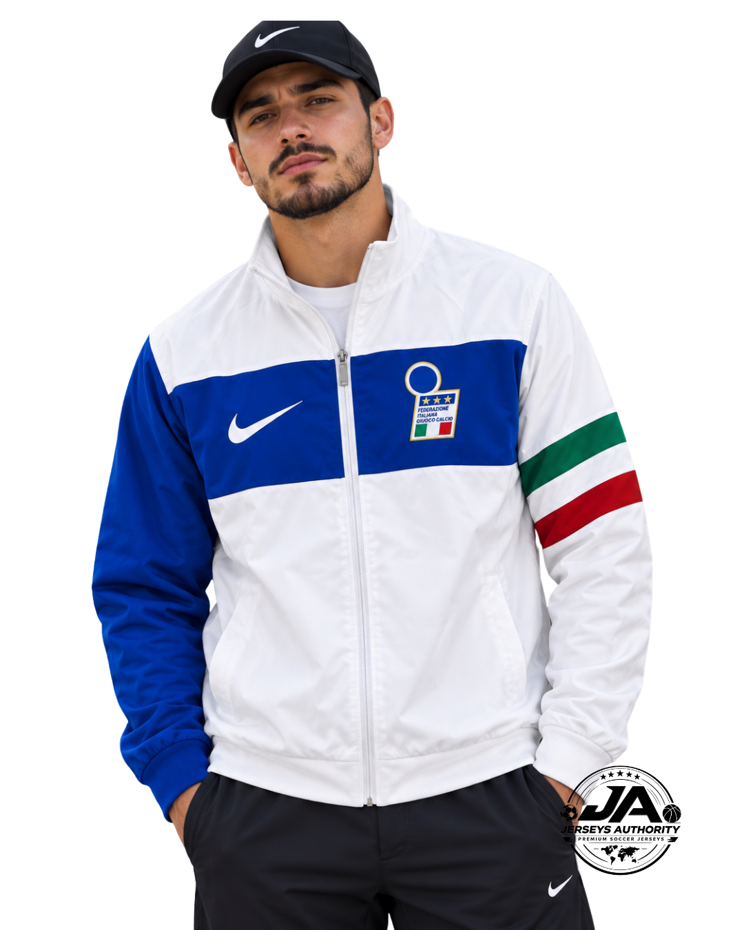 Retro 94/95 Italy White Full Zipper Windbreaker