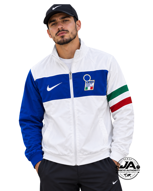 Retro 94/95 Italy White Full Zipper Windbreaker