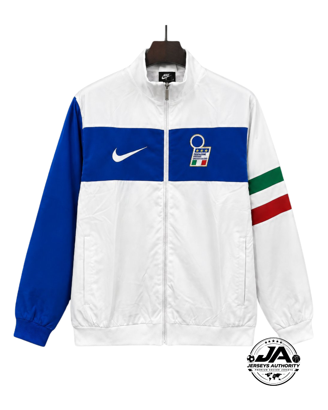 Retro 94/95 Italy White Full Zipper Windbreaker