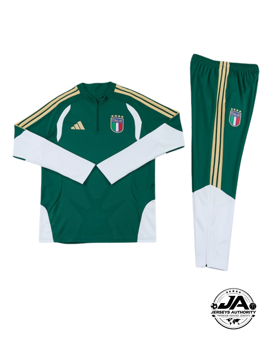 26/27 Italy Green Half Zipper Jacket Tracksuit + Long Pants