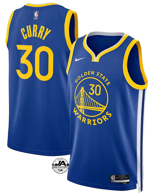 Camiseta de Stephen Curry de los Golden State Warriors - Azul/Amarillo - Nike