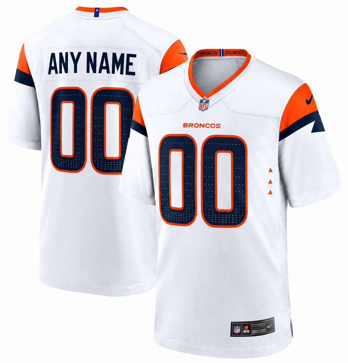 Camiseta de juego personalizada de la colección Denver Broncos Mile High - Blanca