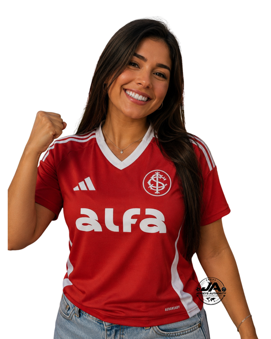 Camisa Feminina Internacional I 2025/26 Home com os Patrocinadores - Torcedor