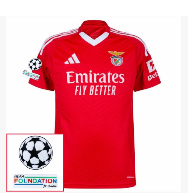 Benfica Home Fan Jersey 2024/25 Patches UCL UEFA Foundation (Official Printing)