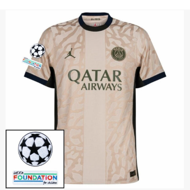 Paris Saint-Germain Fourth Jordan Fan Jersey 2023/24 UCL Patches