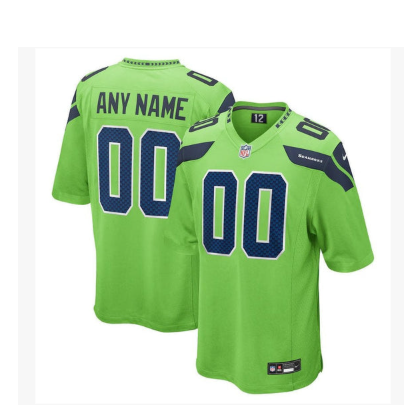 Seattle Seahawks Alternate Custom Game Jersey - Neon Green