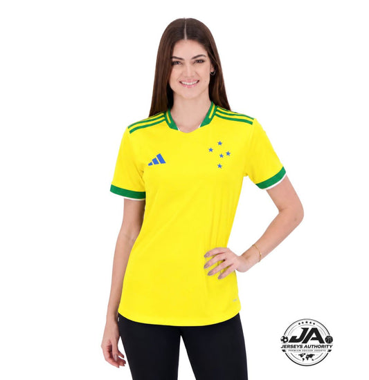 Camisa Feminina Cruzeiro Brasil Adidas 2026 - Amarelo+Verde