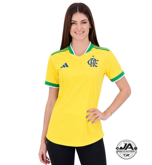 Camisa Feminina Flamengo Brasil Adidas 2026 - Amarelo+Verde