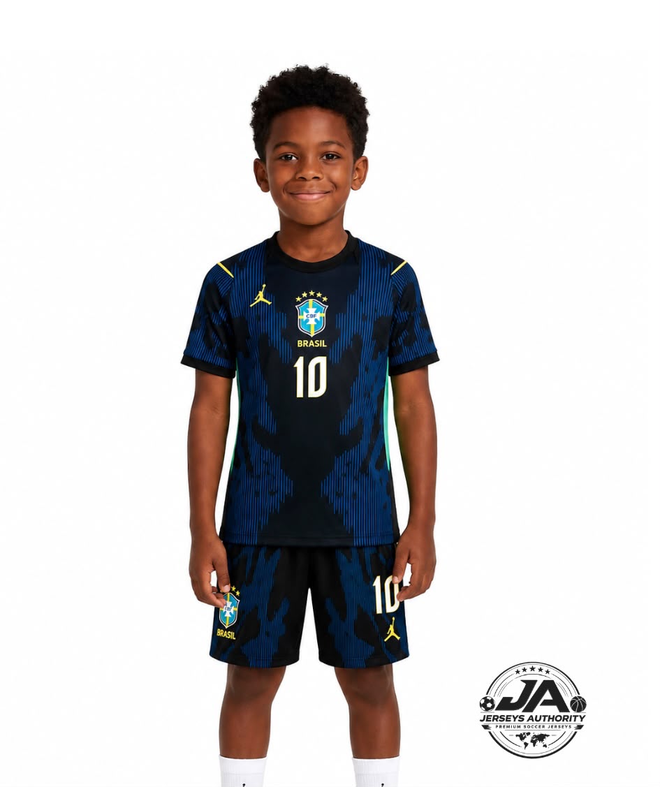 Brazil World Cup 2026 Kids Kit Neymar Jr. #10 Away Jersey