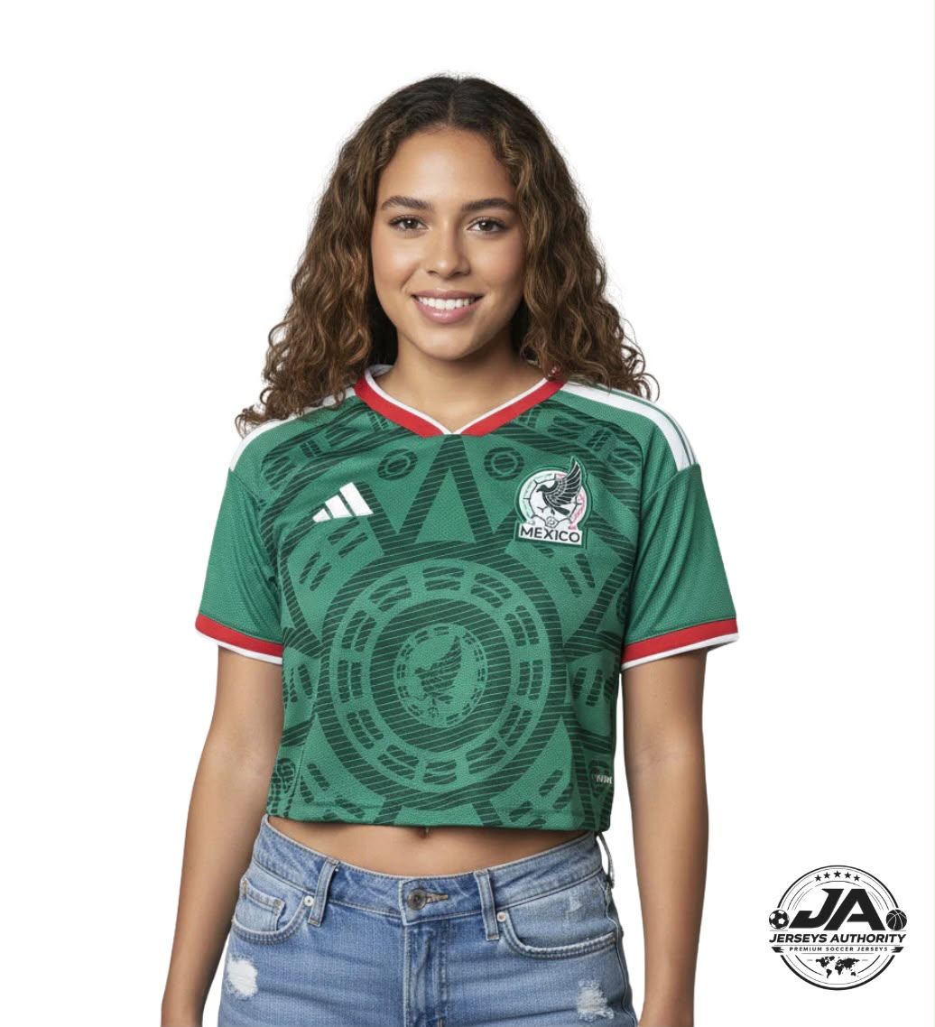 2026 Mexico Women's Stadium Home Cropped Soccer Jersey - World Cup 2026
