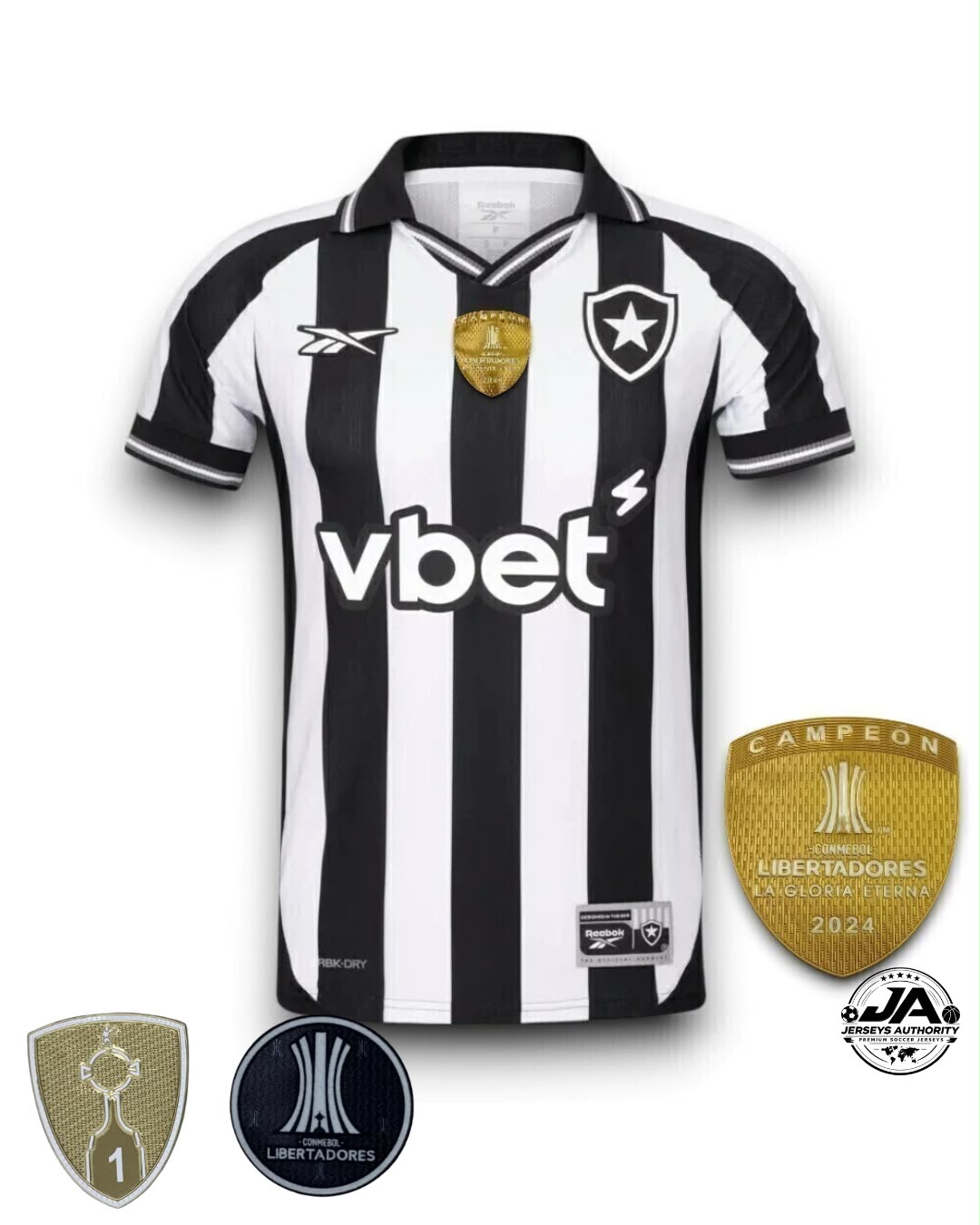 Camisa Botafogo I 2025 Home Reebok Patch Campeão Libertadores 2024 - Torcedor