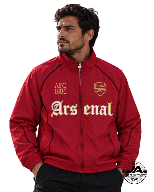 Arsenal red windbreaker on model