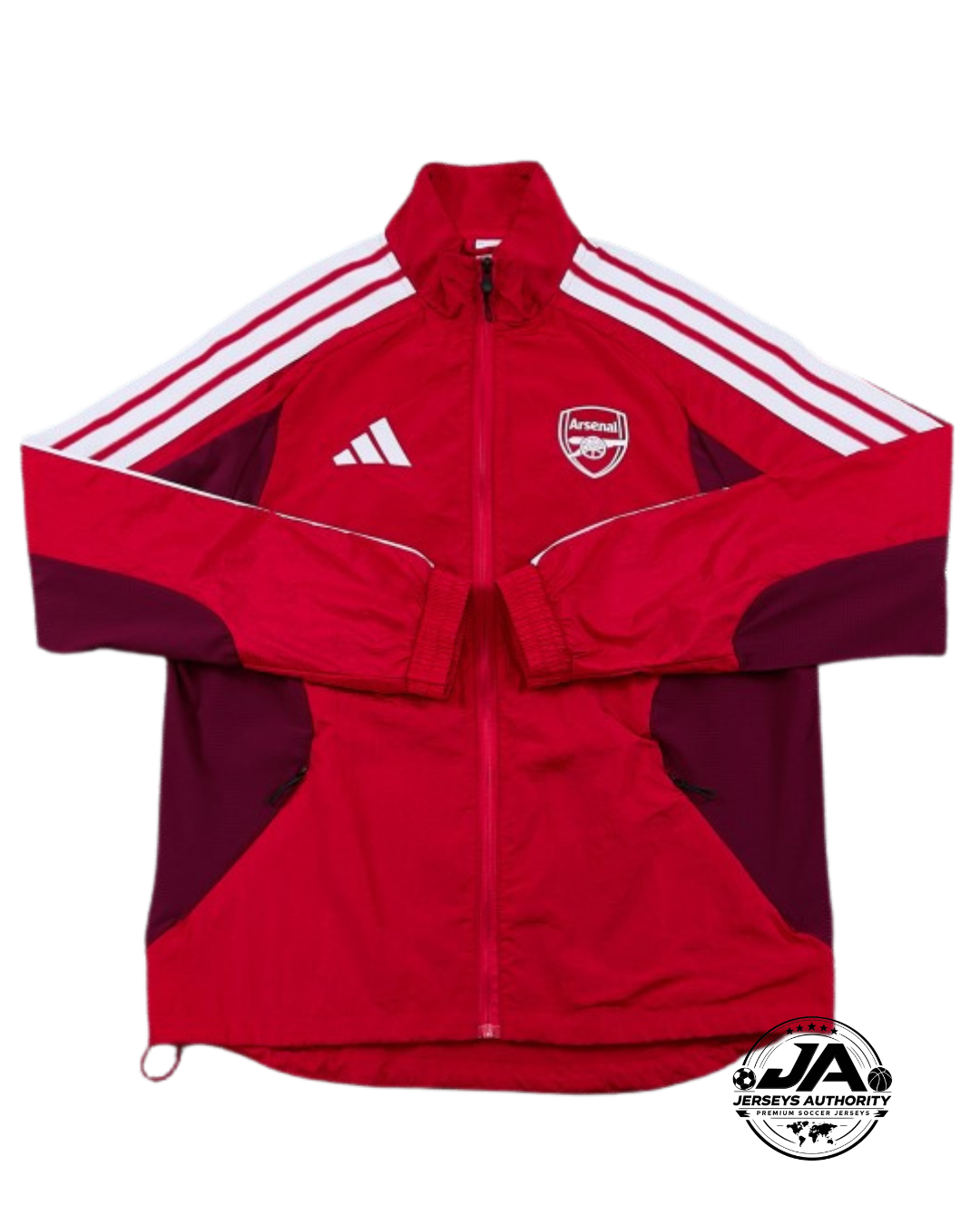 Arsenal red windbreaker flat view