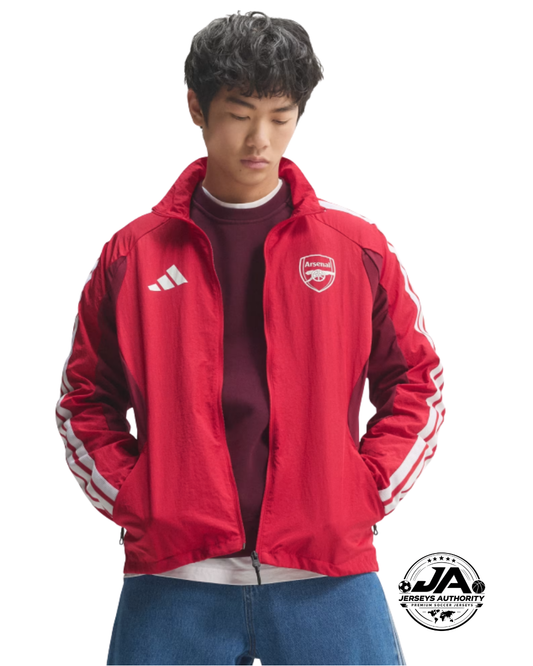 Arsenal red windbreaker on model