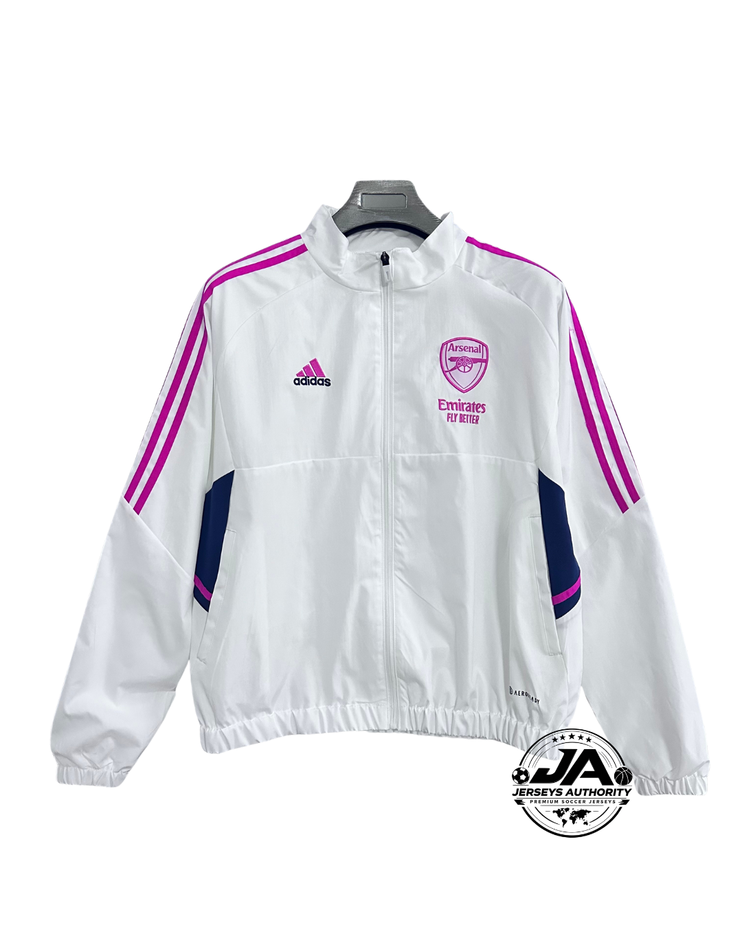 Arsenal white pink windbreaker front