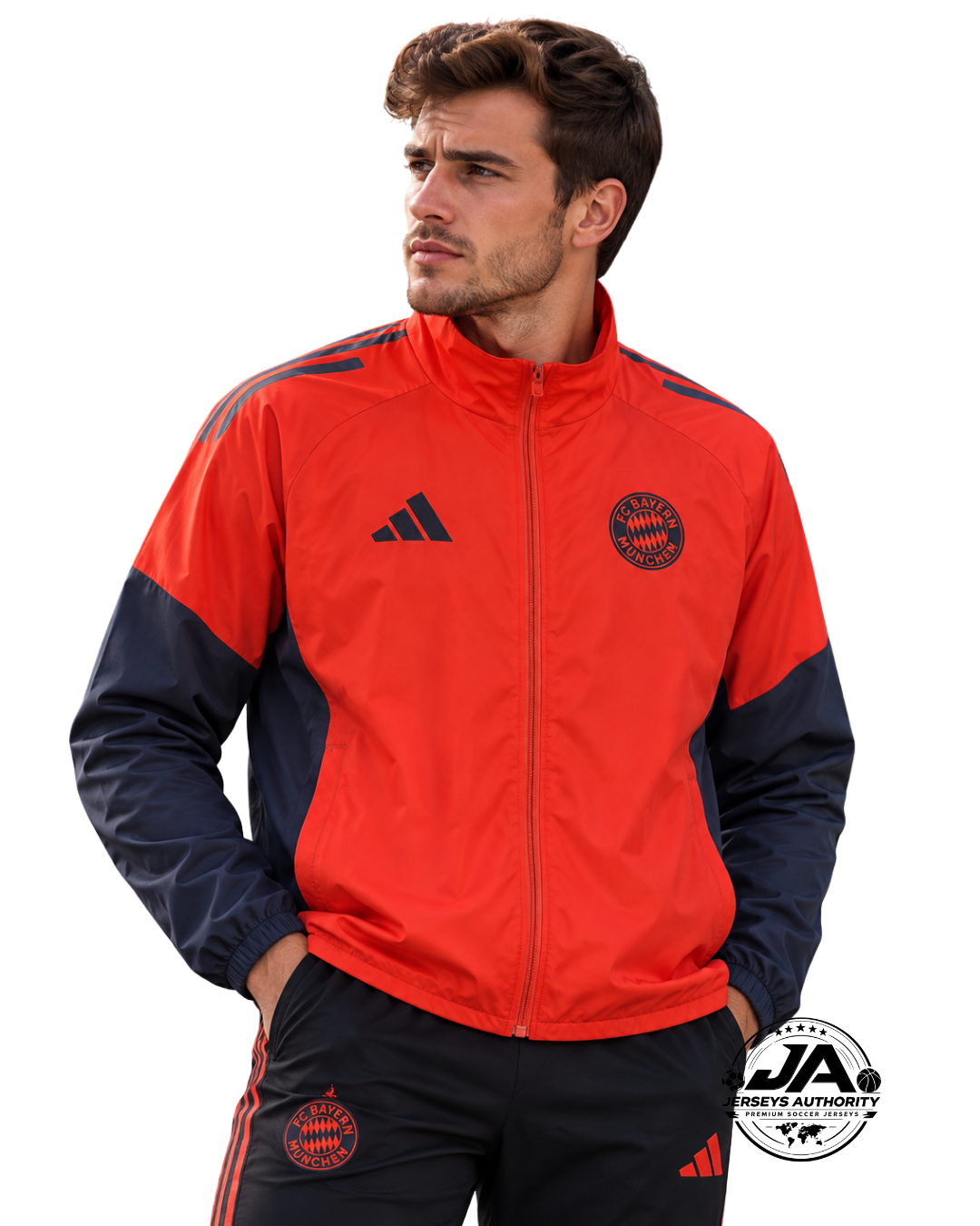 Bayern Munich orange windbreaker logo detail