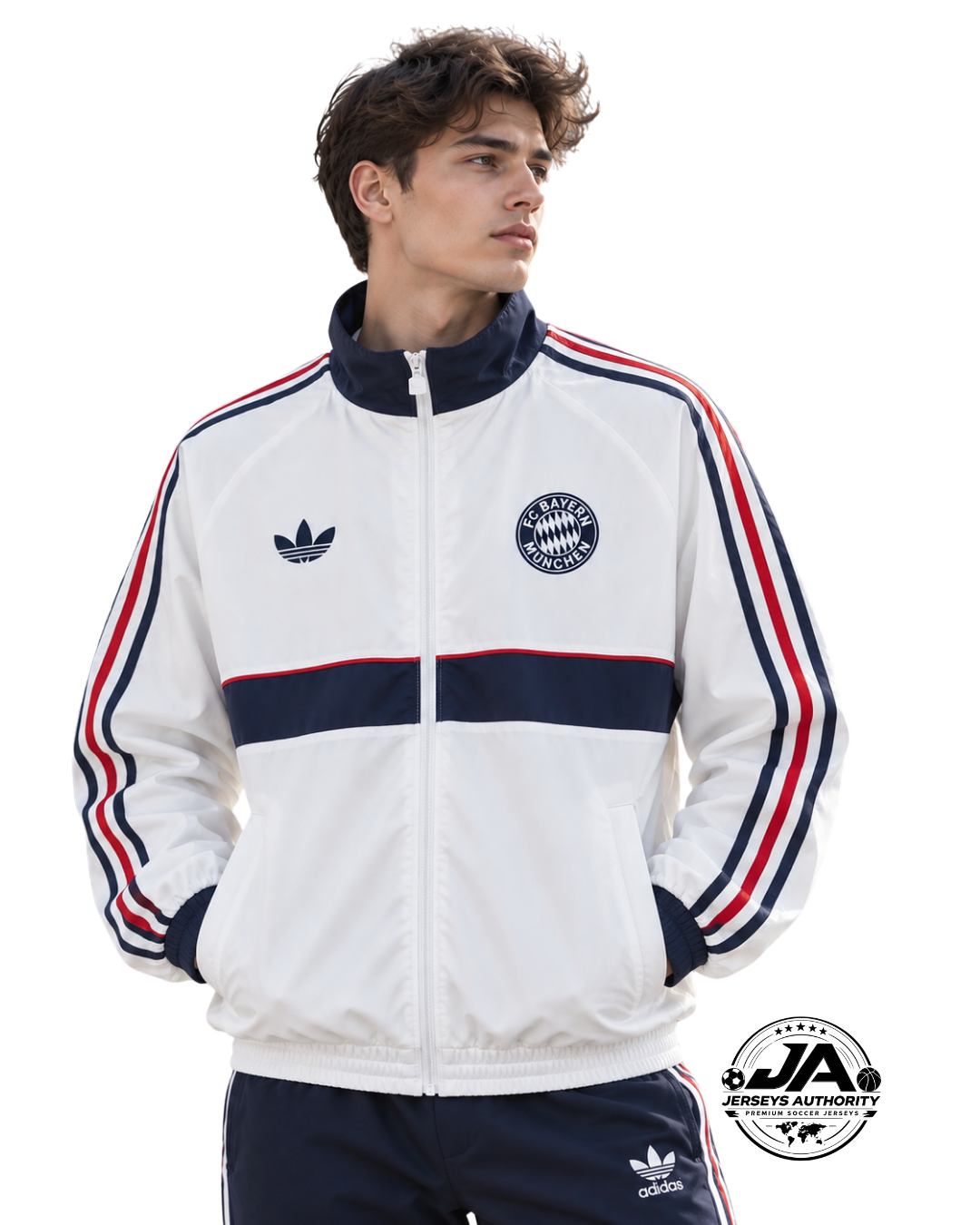 Bayern Munich white full zipper windbreaker - detail