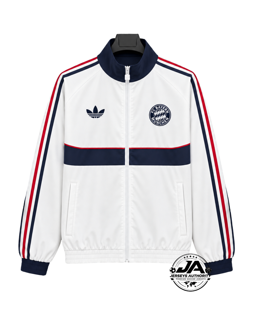 Bayern Munich white full zipper windbreaker - front