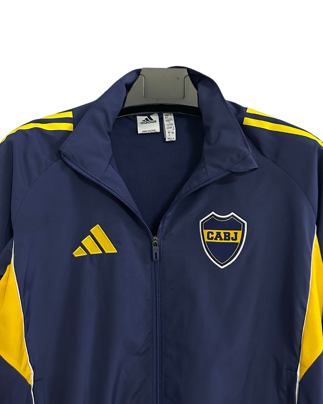 Boca Juniors navy blue yellow full zip windbreaker detail