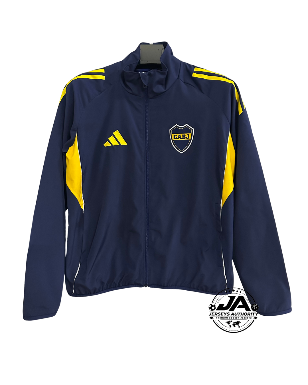 Boca Juniors navy blue yellow full zip windbreaker front