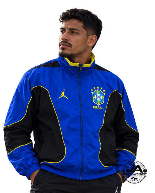 26/27 Brazil Dark Blue Full Zipper Windbreaker - Front detail