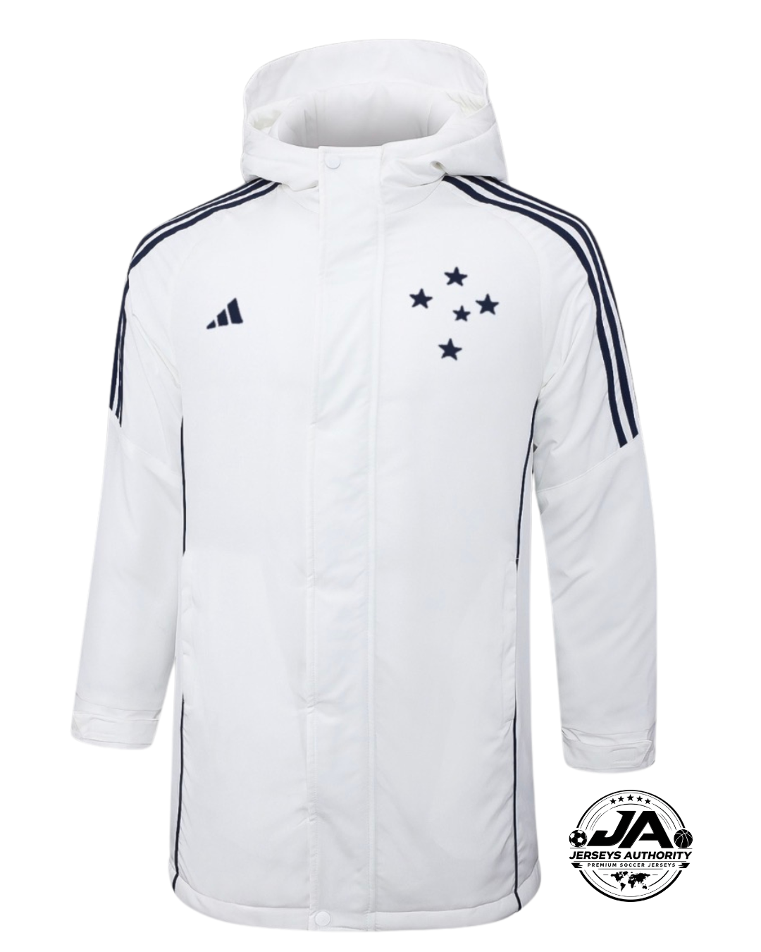 Cruzeiro 2026 white puffer jacket front