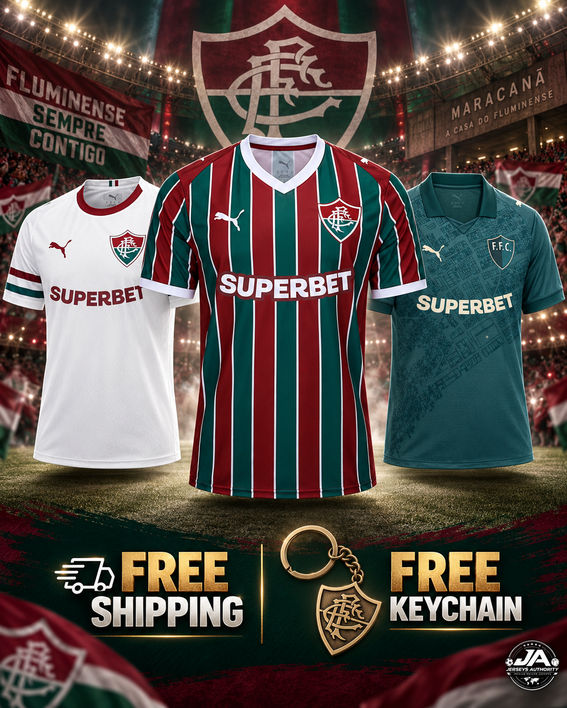 Fluminense Combo 26/27 Home Away and Third jerseys with free shipping and free keychain