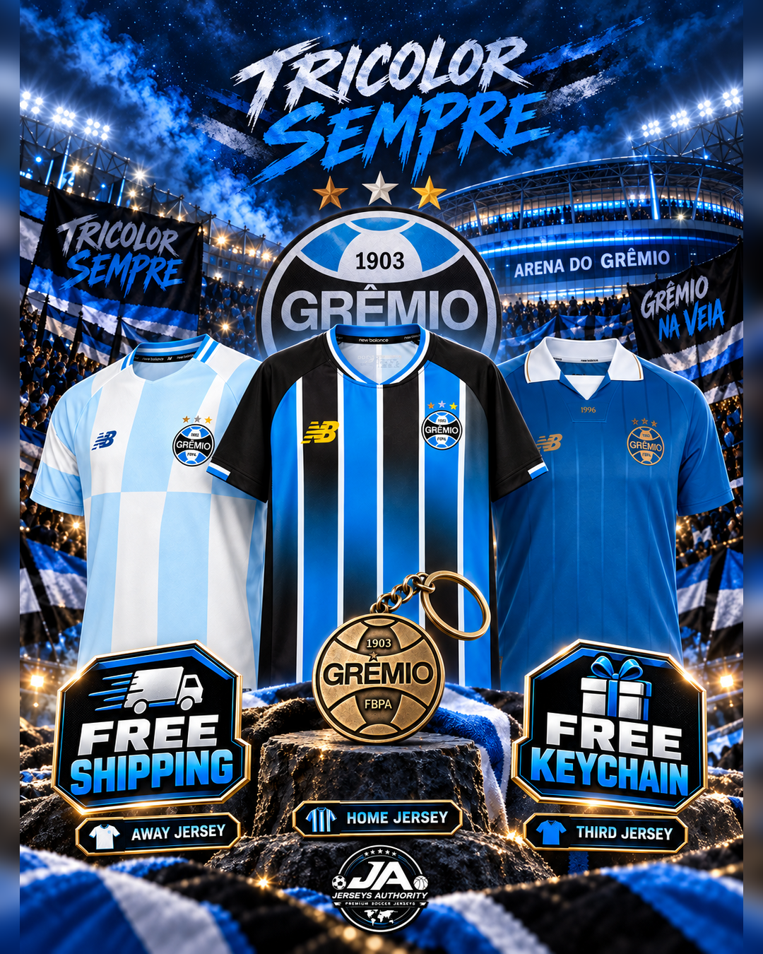Grêmio combo three jerseys with free shipping and free keychain