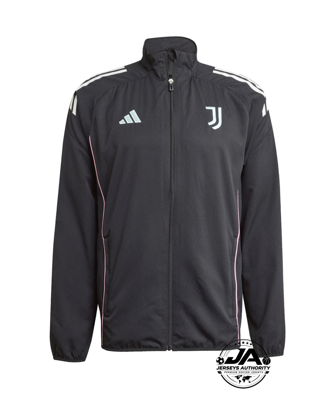 Man wearing Juventus black windbreaker jacket