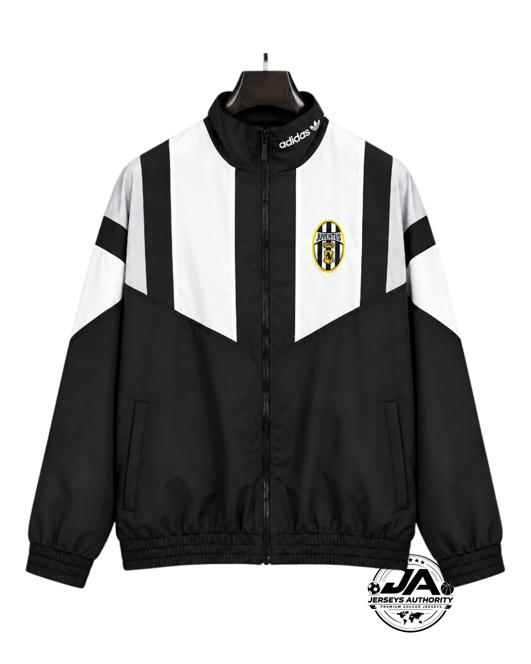 26/27 Juventus EQT Black White Full Zipper Windbreaker - Front