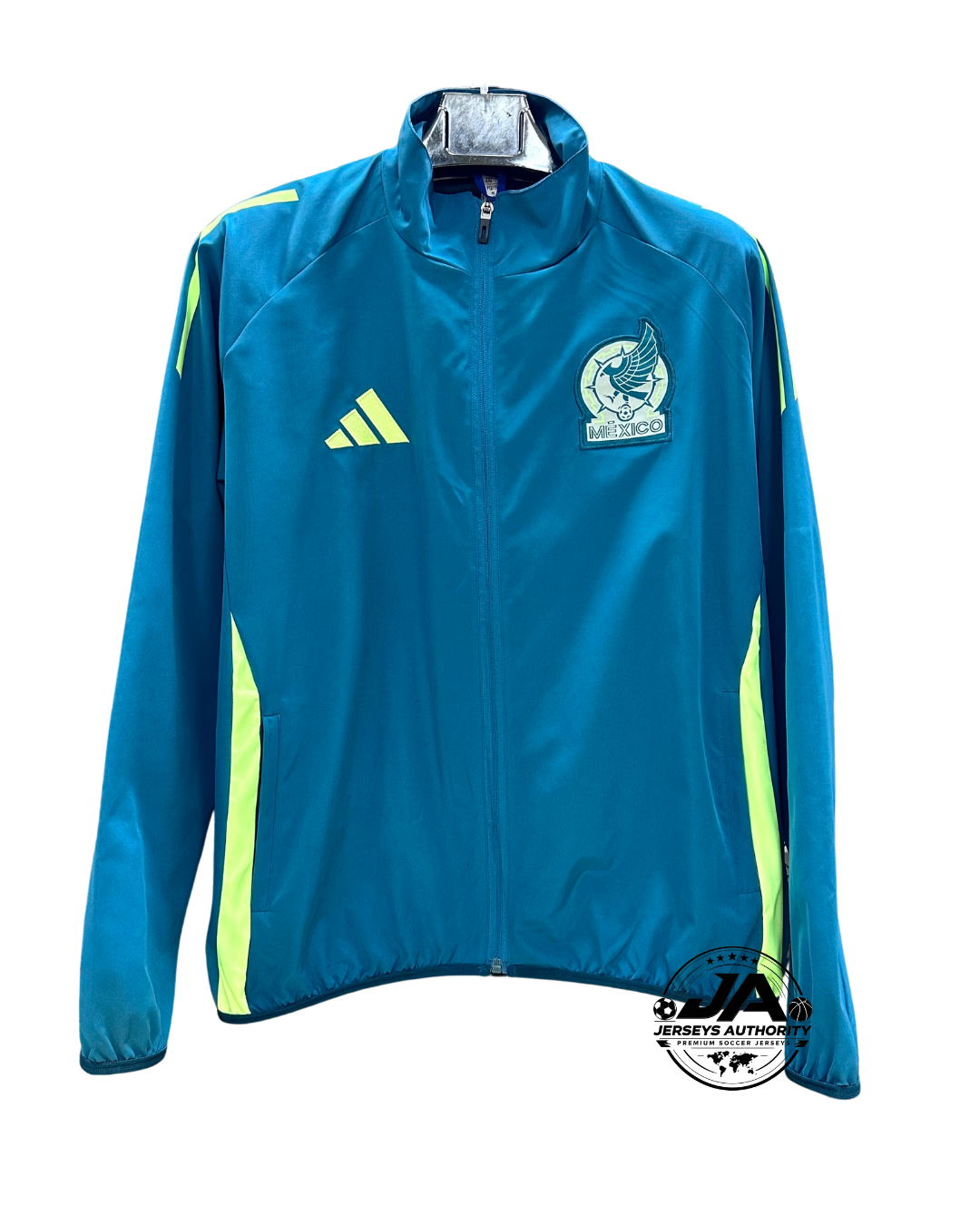 Mexico teal green full zip windbreaker front