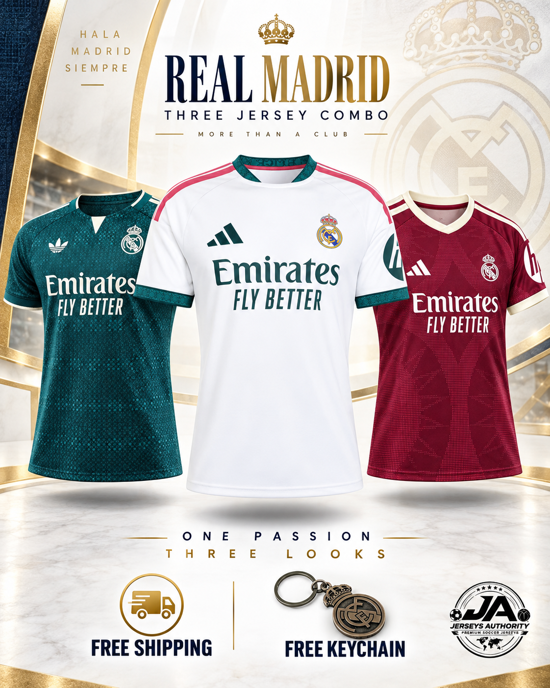 Real Madrid 26/27 Home Away and Third jersey combo