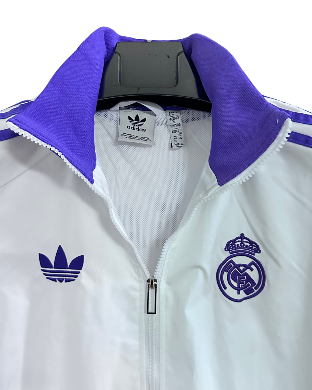 Real Madrid white purple full zip windbreaker model