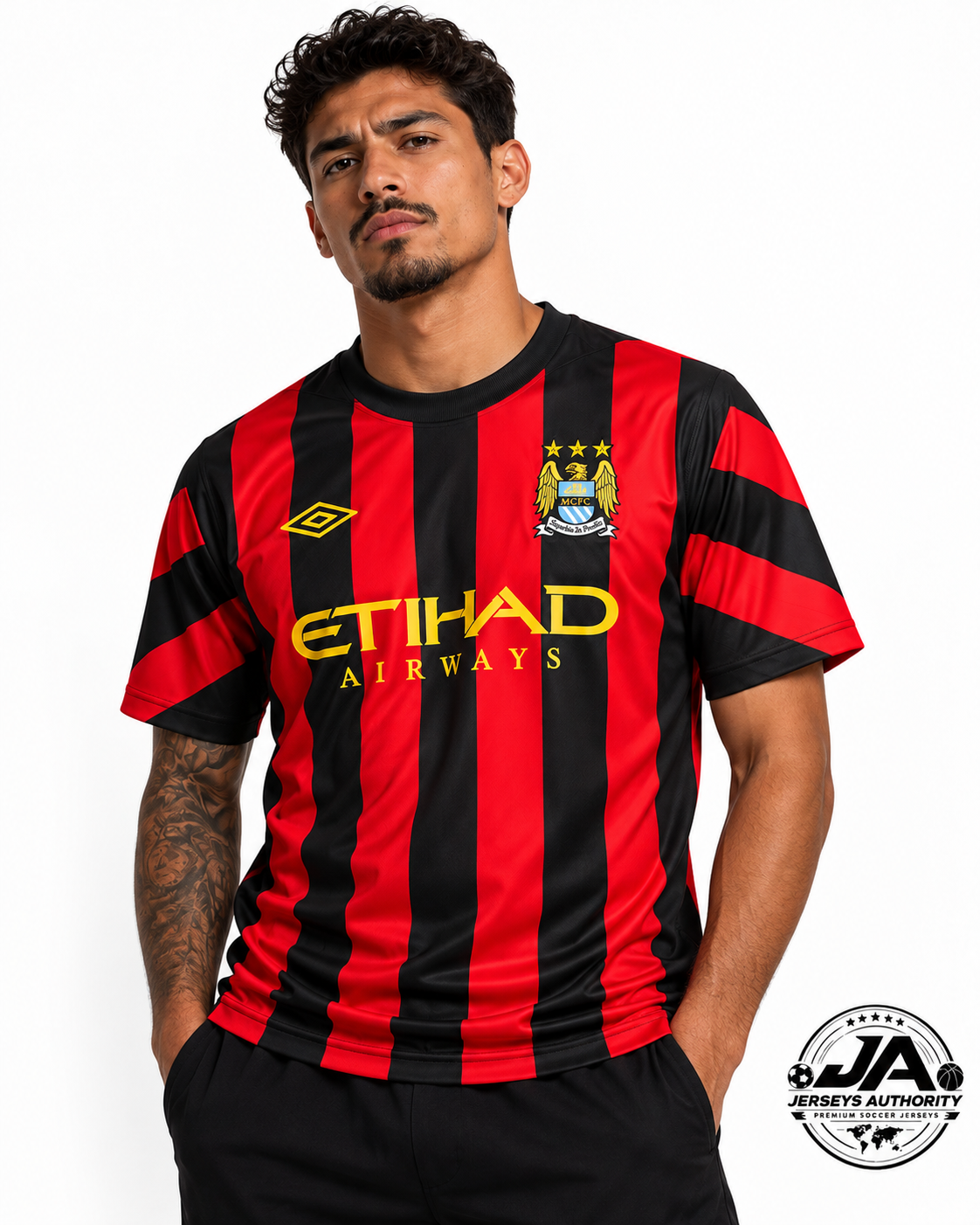 Manchester City retro away jersey worn by model