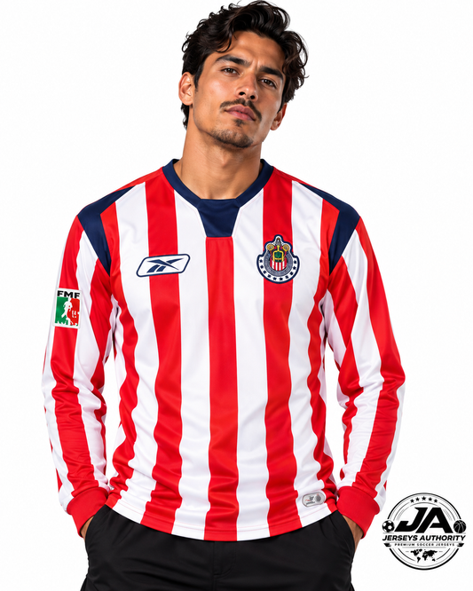 Retro Chivas 04/05 long sleeve jersey worn by model