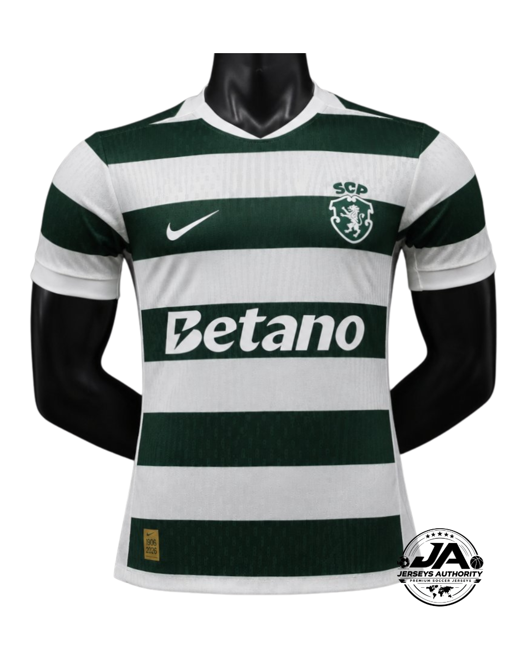 26/27 Sporting Lisbon Home Green Stripes Jersey - Slim Fit